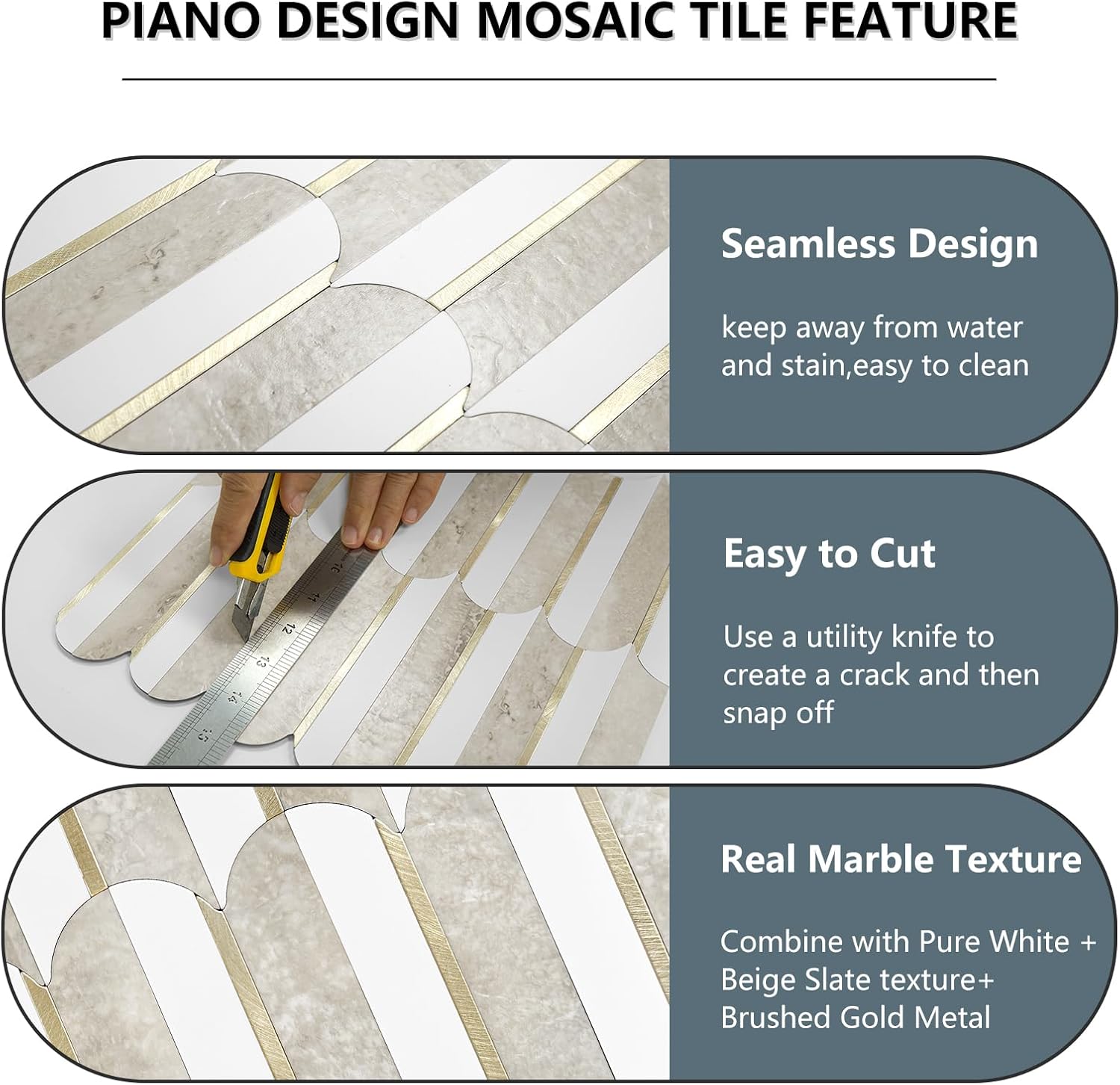 Vamos Peel and Stick Backsplash Seamless Tile for Kitchen and Bathroom