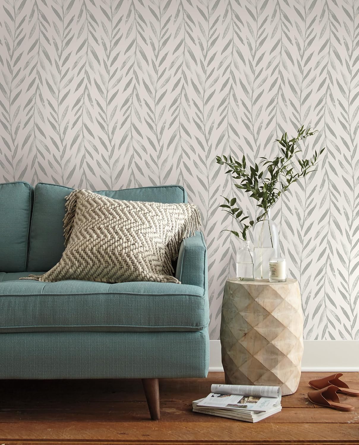 Magnolia Home by York Wallcoverings Heirloom Rose Grey and White Peel and Stick Wallpaper